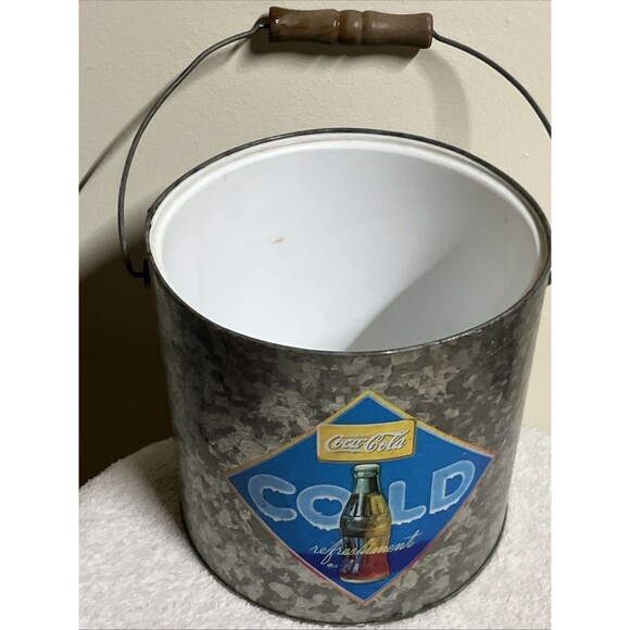 Coca Cola Coke Cold Refreshment Galvanized Steel Ice Pail With Bucket No Lid - Picture 2 of 8